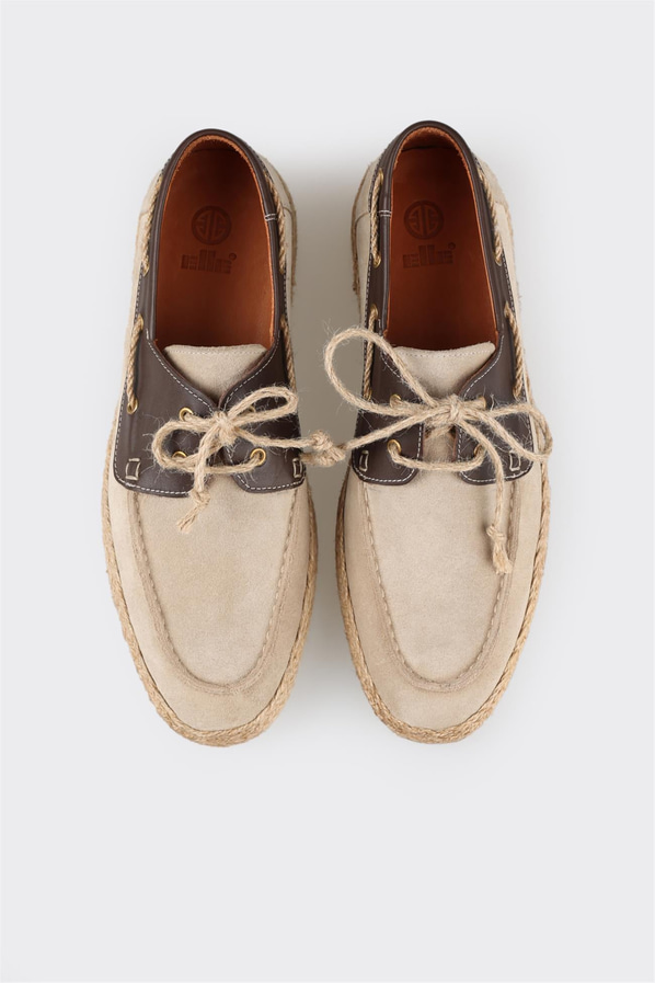 Bej deri erkek espadril - Elle Shoes