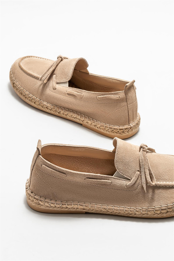 Bej deri erkek espadril - Elle Shoes