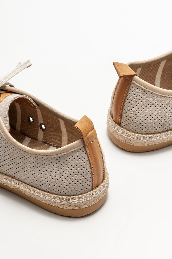 Bej deri erkek espadril - Elle Shoes