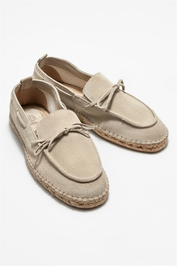 Bej deri erkek espadril - Elle Shoes