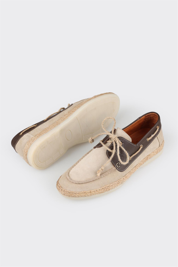Bej deri erkek espadril - Elle Shoes