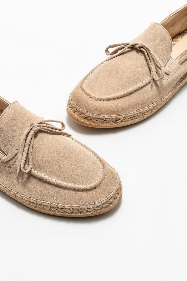 Bej deri erkek espadril - Elle Shoes
