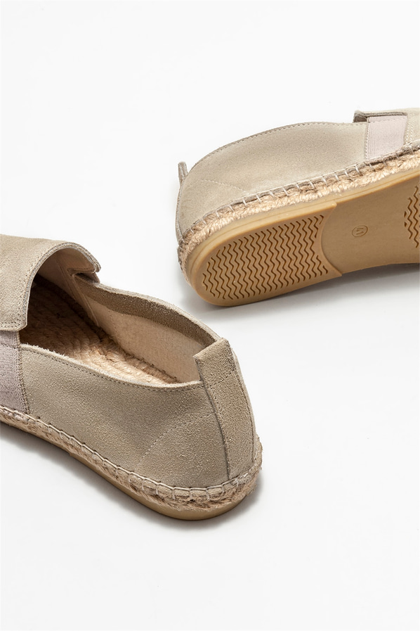 Bej deri erkek espadril - Elle Shoes