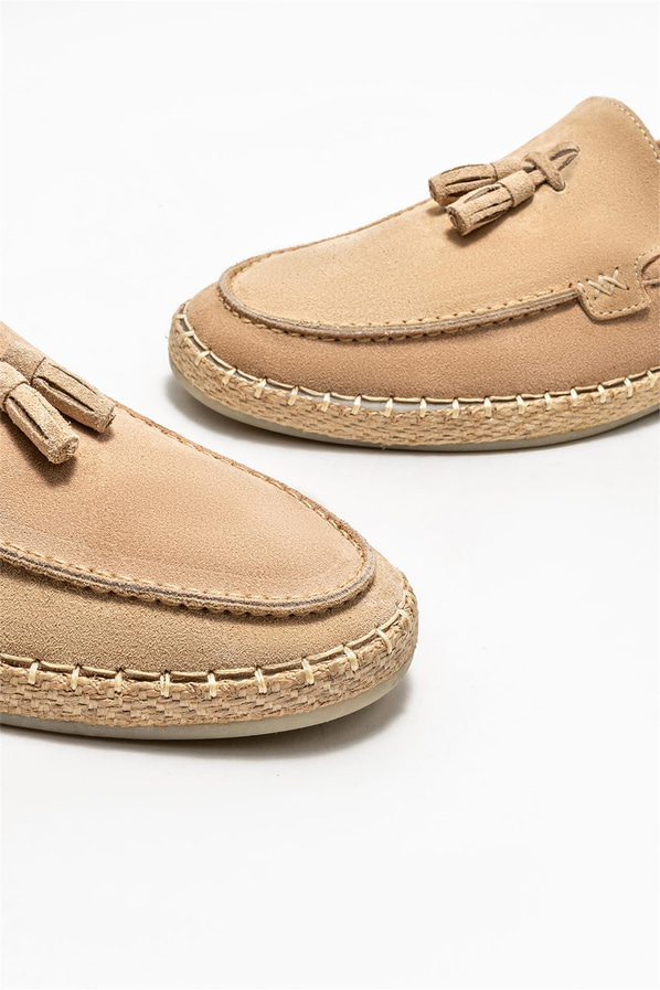 Bej deri erkek espadril - Elle Shoes
