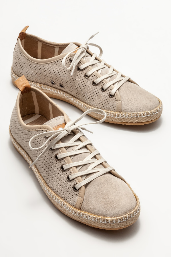 Bej deri erkek espadril - Elle Shoes