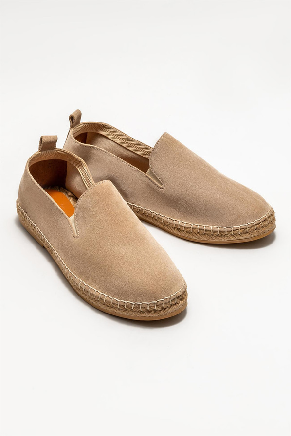 Bej deri erkek espadril - Elle Shoes
