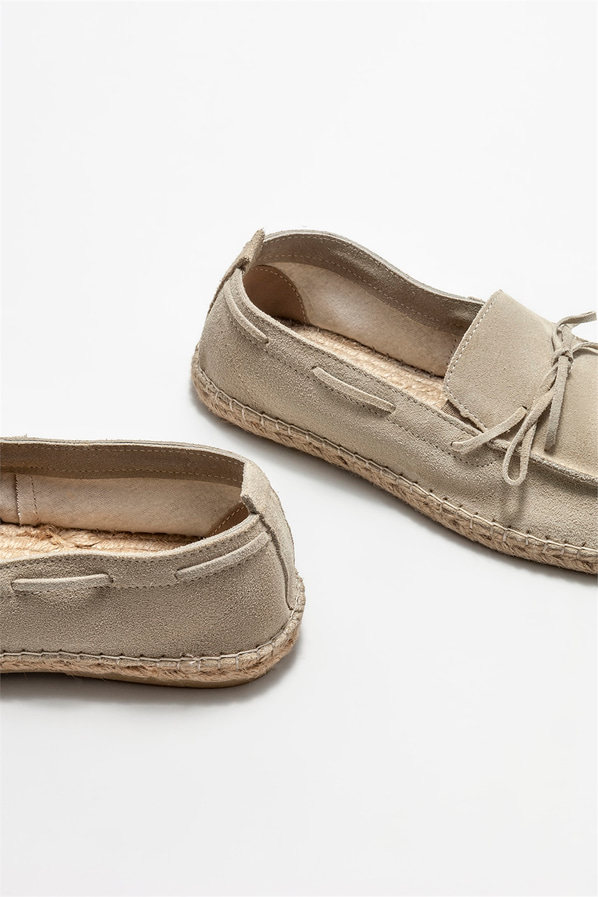 Bej deri erkek espadril - Elle Shoes