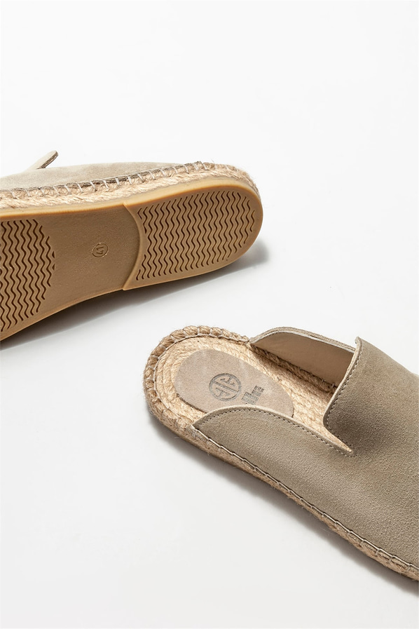 Bej deri erkek espadril - Elle Shoes