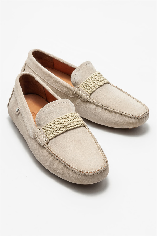 Bej deri erkek günlük ayakkabı, günlük kullanım için - Elle Shoes