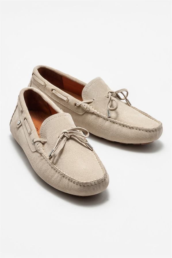 Bej deri erkek günlük ayakkabı, günlük kullanım için - Elle Shoes