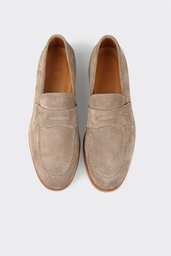 Bej deri erkek loafer, günlük kullanım için - Elle Shoes