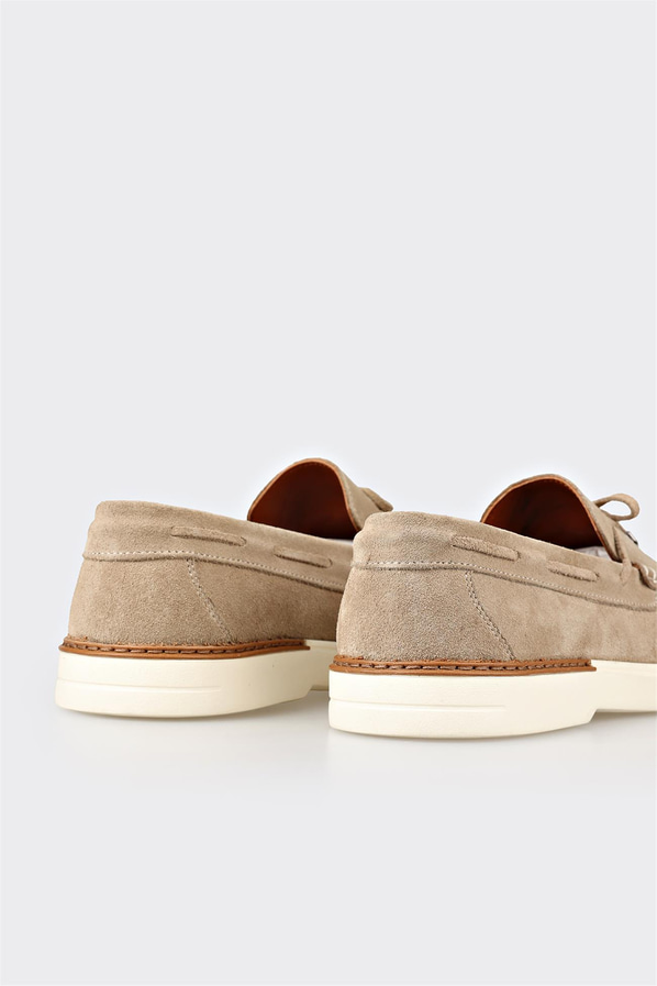 Bej deri erkek loafer, günlük kullanım için - Elle Shoes