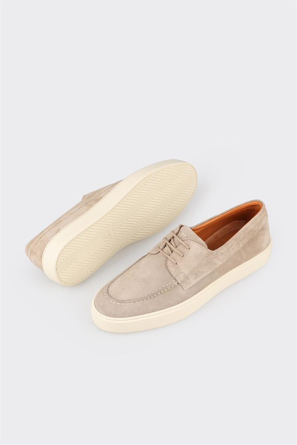 Bej deri ve süet erkek günlük ayakkabı, günlük kullanım için - Elle Shoes