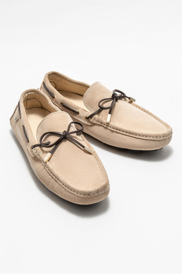 Bej deri erkek günlük ayakkabı, günlük kullanım için - Elle Shoes