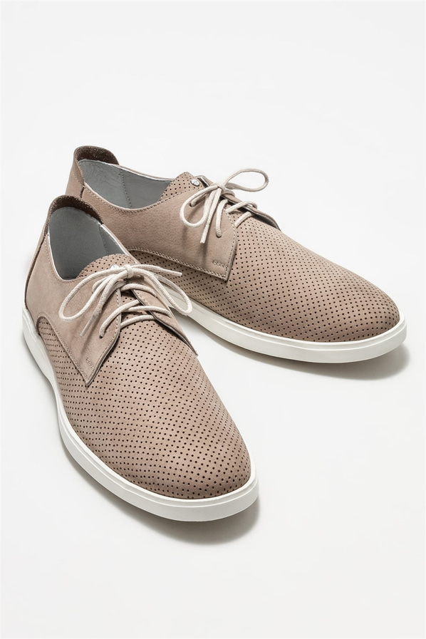 Bej deri erkek günlük ayakkabı, günlük kullanım için - Elle Shoes