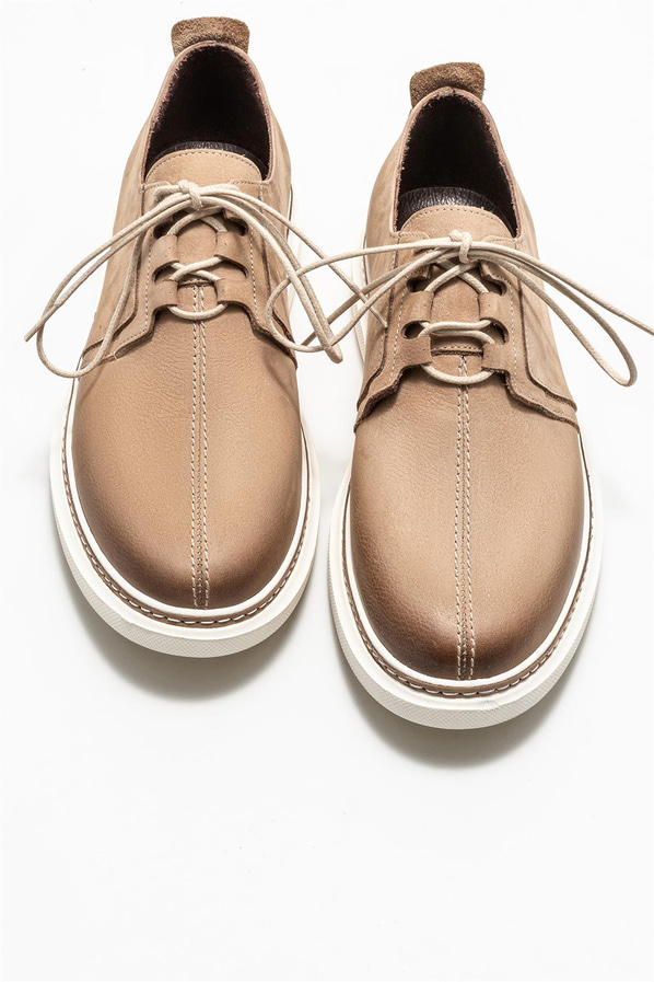 Bej deri erkek günlük ayakkabı, günlük kullanım için - Elle Shoes
