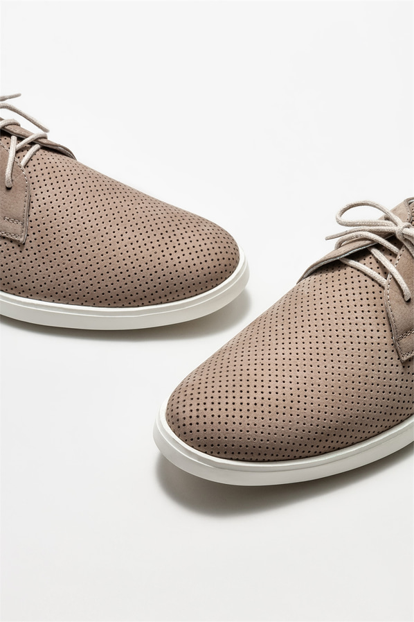 Bej deri erkek günlük ayakkabı, günlük kullanım için - Elle Shoes