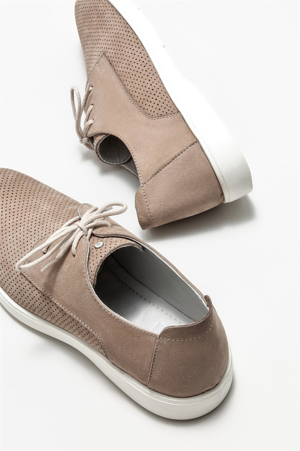 Bej deri erkek günlük ayakkabı, günlük kullanım için - Elle Shoes