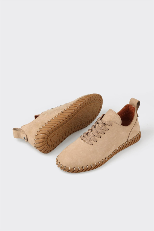 Bej Deri Erkek Günlük Ayakkabı