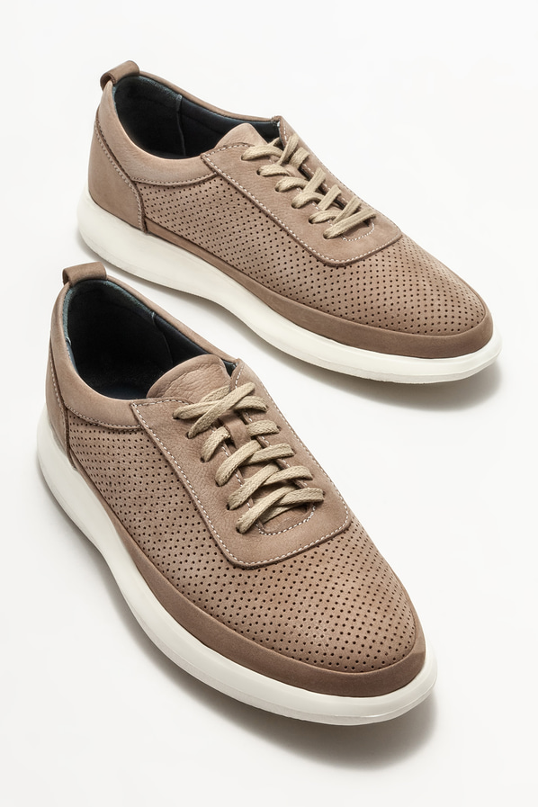 Bej deri erkek günlük ayakkabı, günlük kullanım için - Elle Shoes