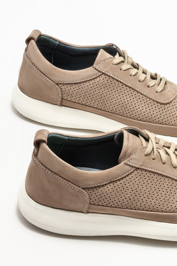 Bej deri erkek günlük ayakkabı, günlük kullanım için - Elle Shoes