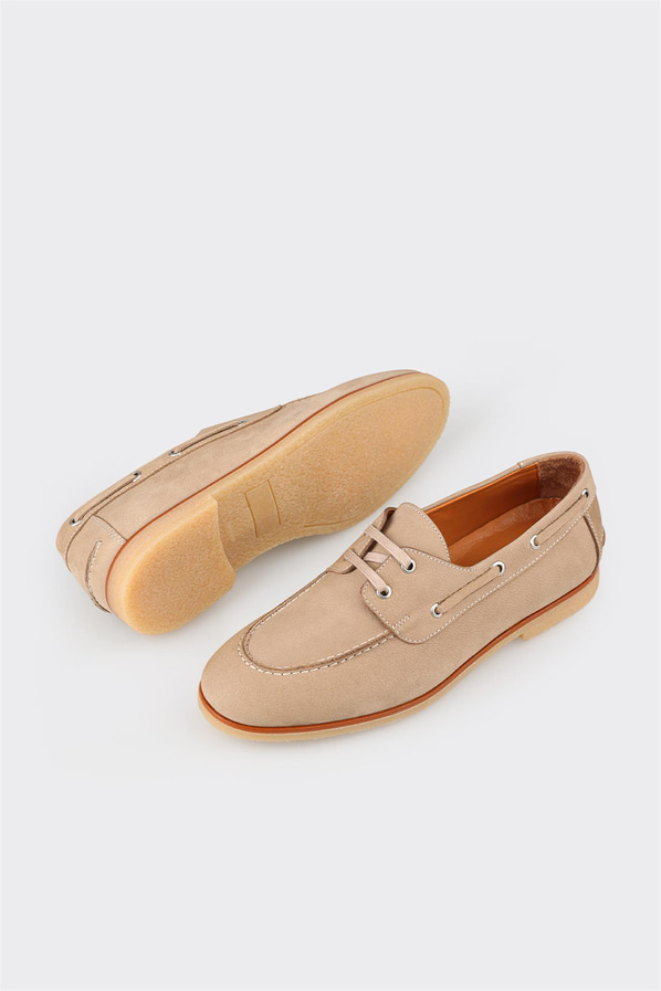 Bej deri erkek günlük ayakkabı, günlük kullanım için - Elle Shoes