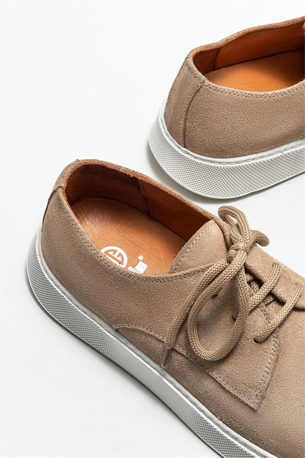 Bej deri erkek günlük ayakkabı, günlük kullanım için - Elle Shoes