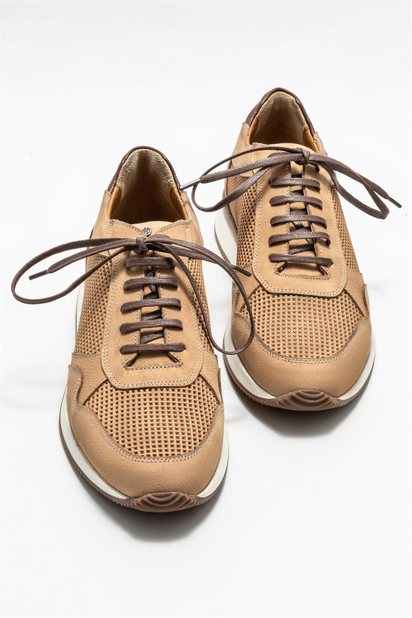 Bej deri erkek günlük ayakkabı, günlük kullanım için - Elle Shoes