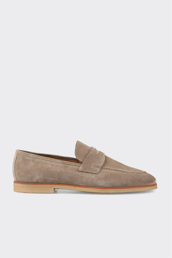 Bej deri erkek loafer, günlük kullanım için - Elle Shoes