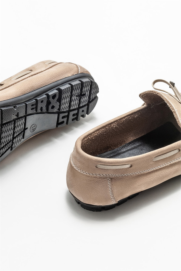 Bej deri erkek günlük ayakkabı, günlük kullanım için - Elle Shoes