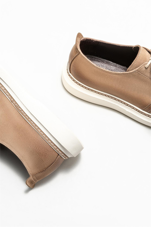 Bej deri erkek günlük ayakkabı, günlük kullanım için - Elle Shoes