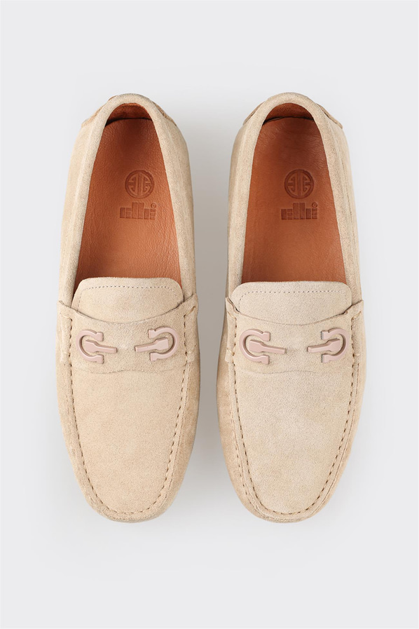 Bej deri erkek günlük ayakkabı, günlük kullanım için - Elle Shoes