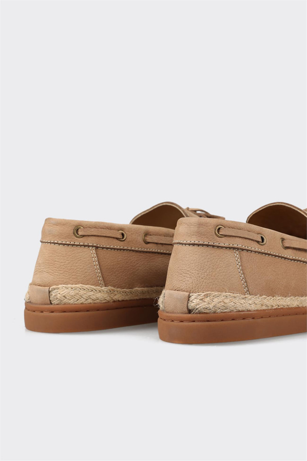 Bej deri erkek loafer, günlük kullanım için - Elle Shoes