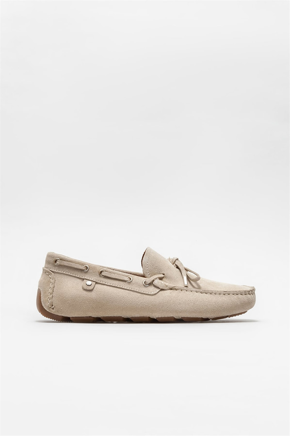 Bej deri erkek günlük ayakkabı, günlük kullanım için - Elle Shoes