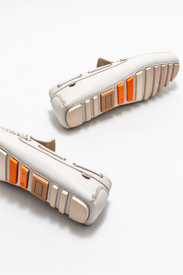 Bej deri erkek loafer, günlük kullanım için - Elle Shoes