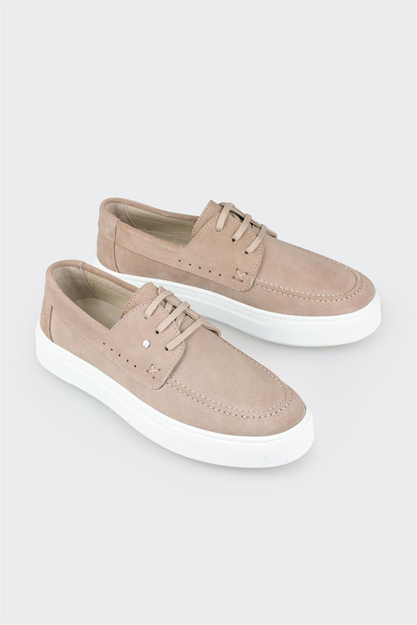 Bej deri erkek günlük ayakkabı, günlük kullanım için - Elle Shoes
