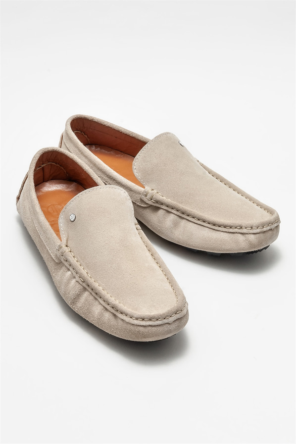 Bej deri erkek günlük ayakkabı, günlük kullanım için - Elle Shoes