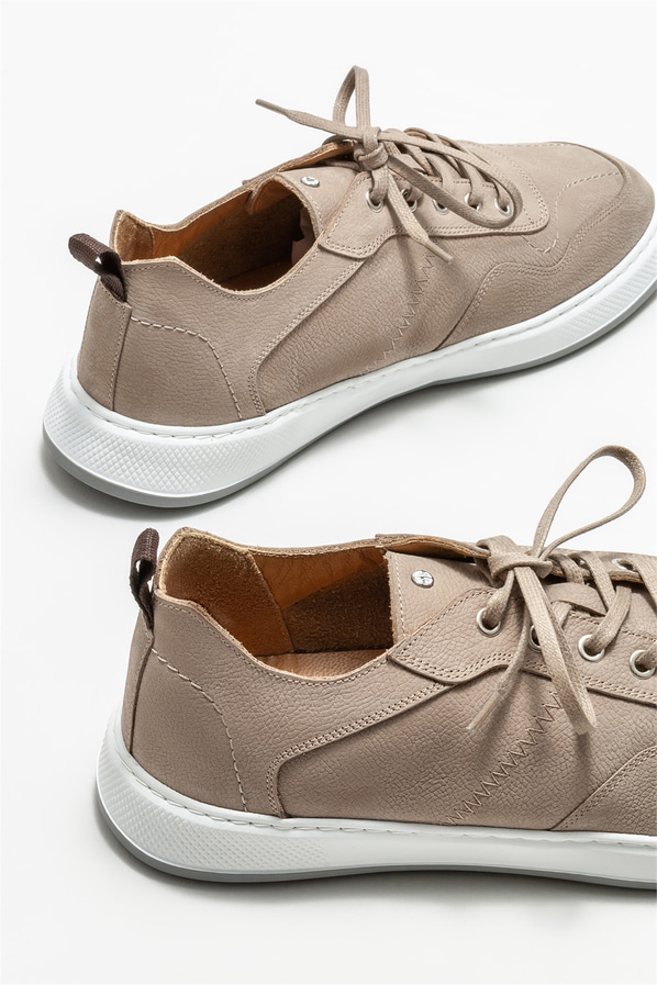 Bej deri erkek günlük ayakkabı, günlük kullanım için - Elle Shoes