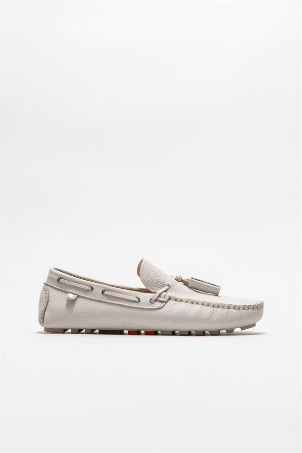 Bej deri erkek loafer, günlük kullanım için - Elle Shoes