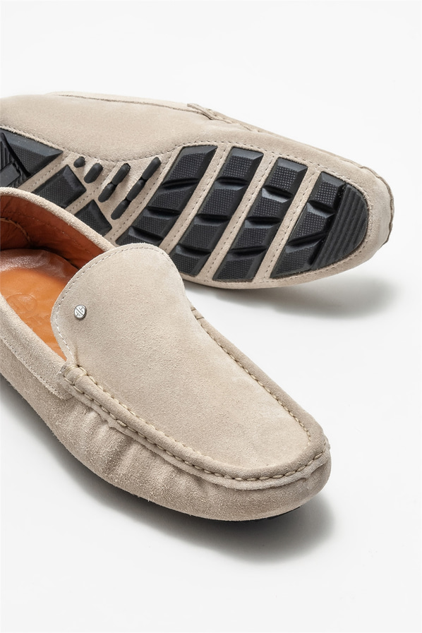 Bej deri erkek günlük ayakkabı, günlük kullanım için - Elle Shoes