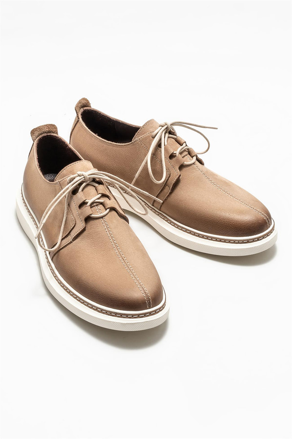 Bej deri erkek günlük ayakkabı, günlük kullanım için - Elle Shoes