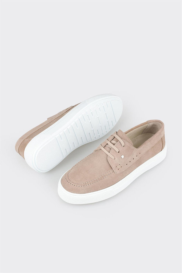 Bej deri erkek günlük ayakkabı, günlük kullanım için - Elle Shoes
