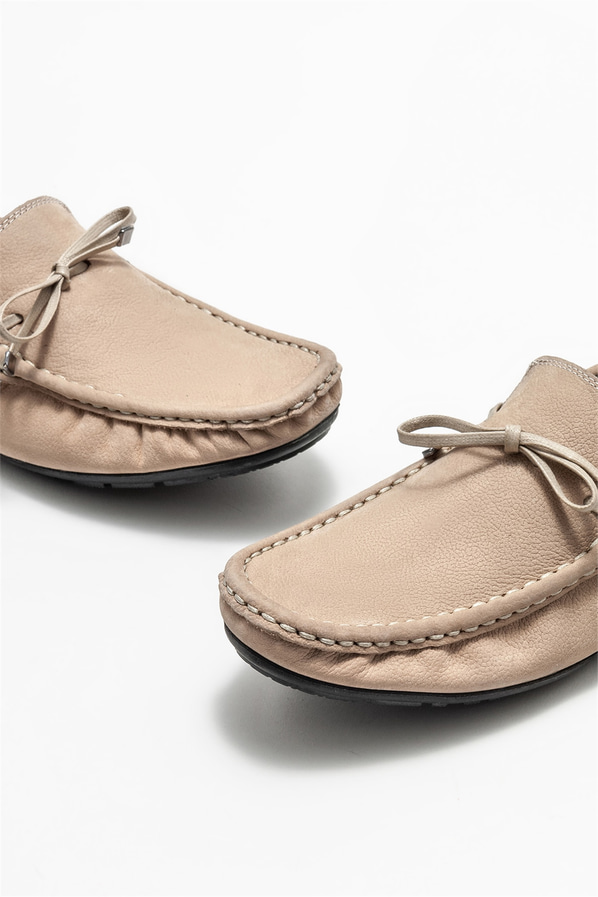 Bej deri erkek günlük ayakkabı, günlük kullanım için - Elle Shoes