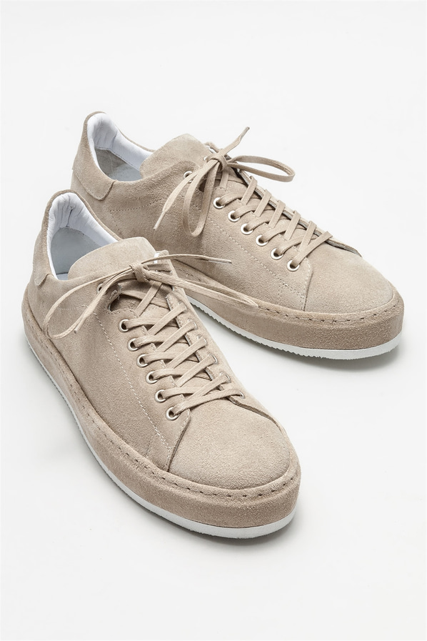 Bej deri erkek günlük ayakkabı, günlük kullanım için - Elle Shoes