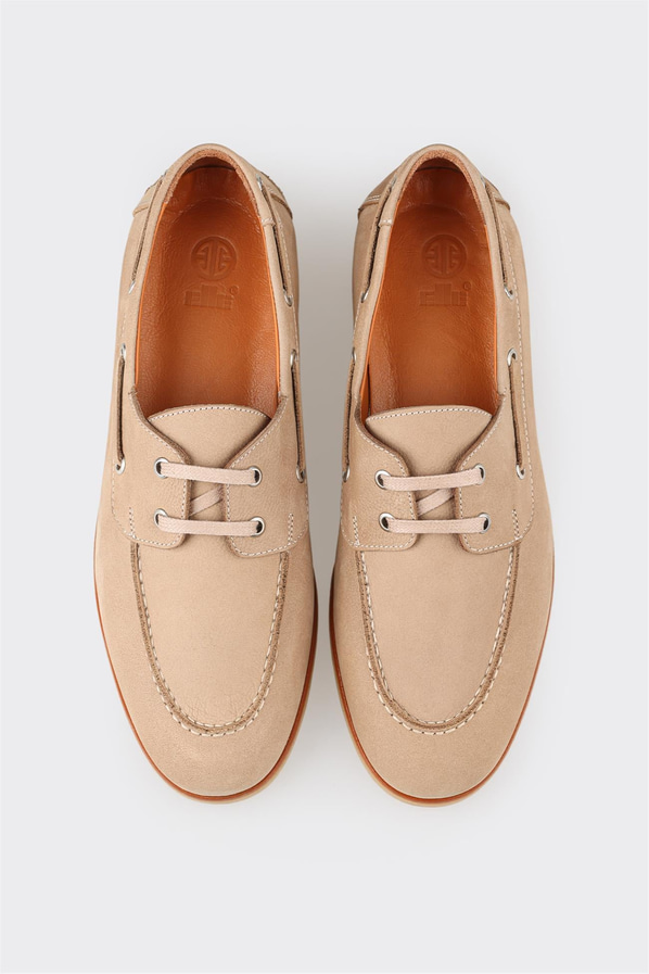 Bej deri erkek günlük ayakkabı, günlük kullanım için - Elle Shoes