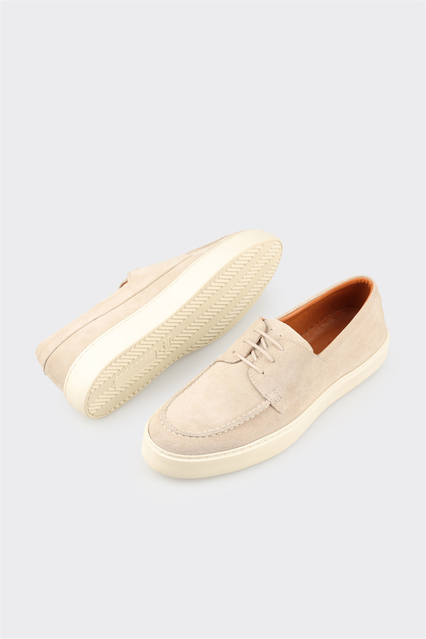 Bej deri erkek günlük ayakkabı, günlük kullanım için - Elle Shoes