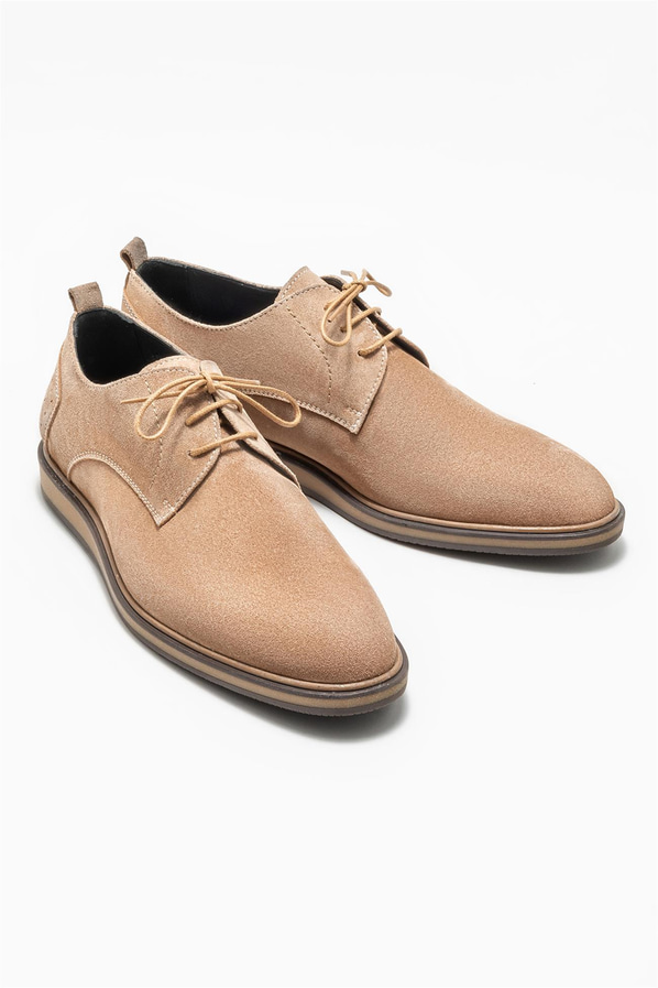 Bej deri erkek günlük ayakkabı, günlük kullanım için - Elle Shoes
