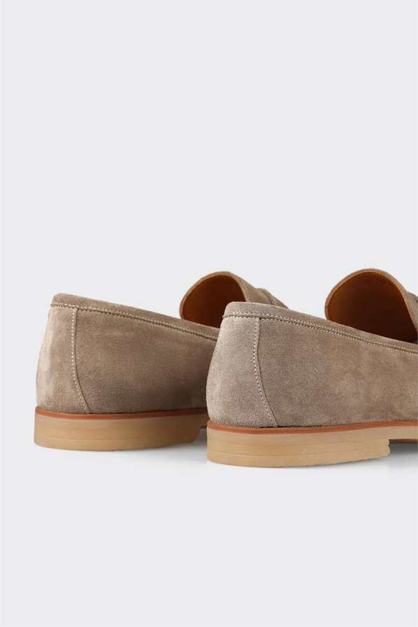 Bej deri erkek loafer, günlük kullanım için - Elle Shoes
