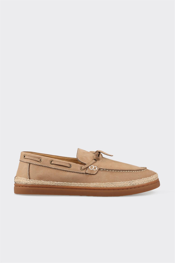 Bej deri erkek loafer, günlük kullanım için - Elle Shoes