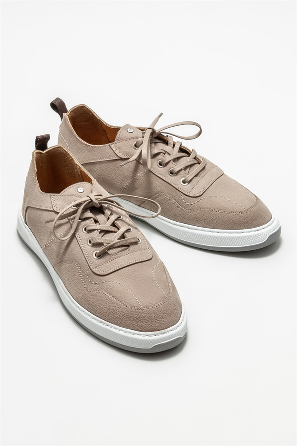Bej deri erkek günlük ayakkabı, günlük kullanım için - Elle Shoes